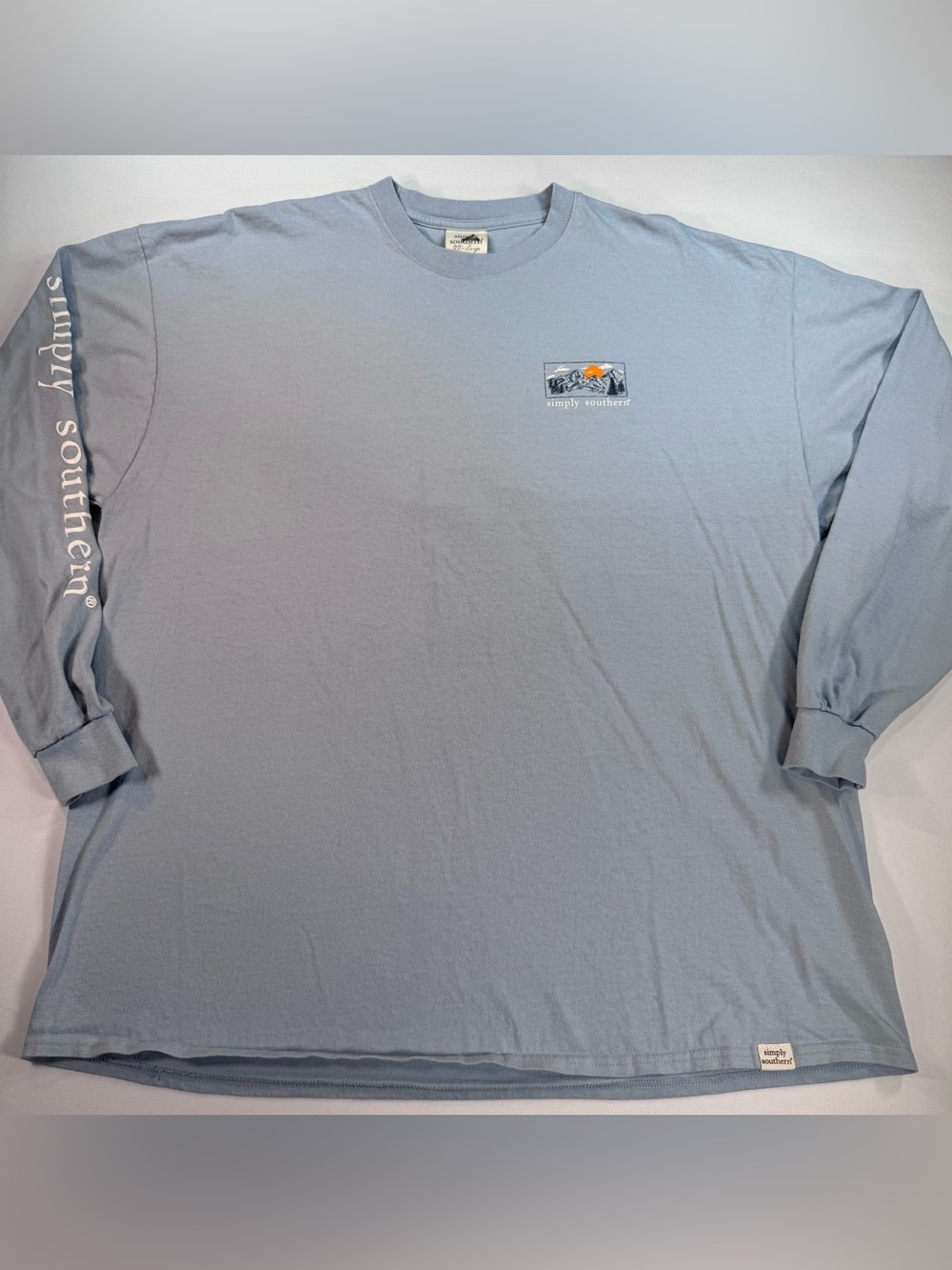 Simply Southern "To The Mountains" Long Sleeve T-Shirt, Fog Blue, Unisex, XXL